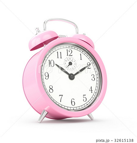 3D rendering pink alarm clock isolated on white 32615138