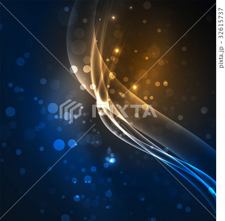 Energy lines, glowing waves in the dark, vector 32615737