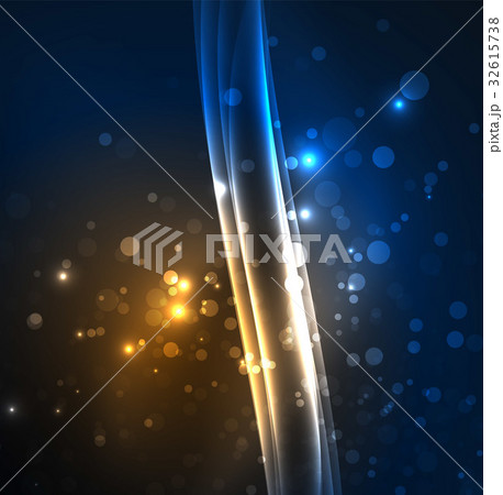 Energy lines, glowing waves in the dark, vector 32615738