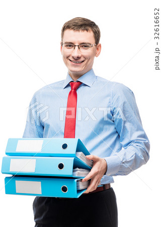 accountant with folders during reporting period 32616652