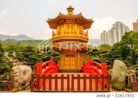 Golden Pavilion in Nan Lian Garden of Hong Kong 32617831