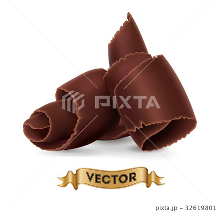 Chocolate shavings on white background 32619801