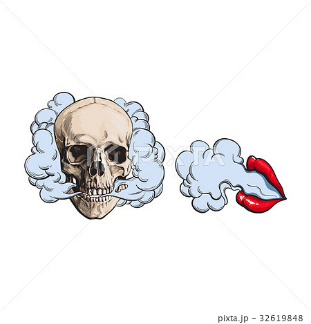 Smoke Coming Out Of Skull And Lips With Redのイラスト素材