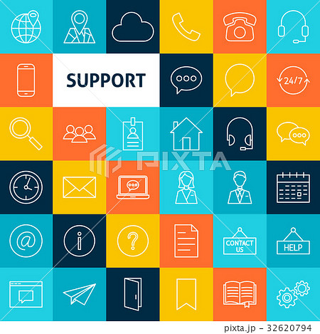 Vector Line Contact Icons 32620794
