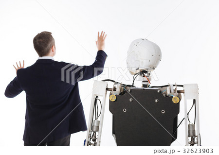 Imaginative brilliant man employing innovative 32623903
