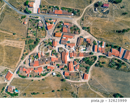 Aerial View Red Tiles Roofs Typical Village Aerial View Red Tiles Roofs Typical Village 32623999