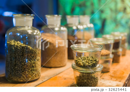 Beer ingredients in bottles - brewery at Belgium Beer ingredients in bottles - brewery at Belgium 32625441