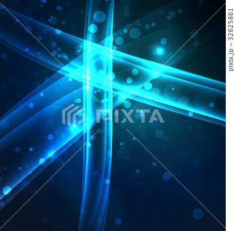 Energy lines, glowing waves in the dark, vector 32625861