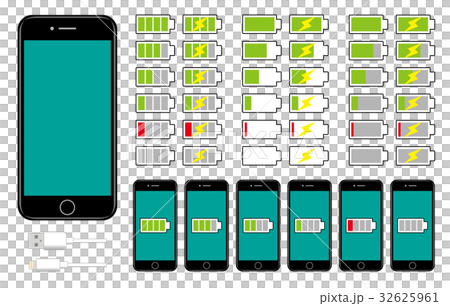 スマホ 電池残量表示 バッテリー残量表示 のイラスト素材