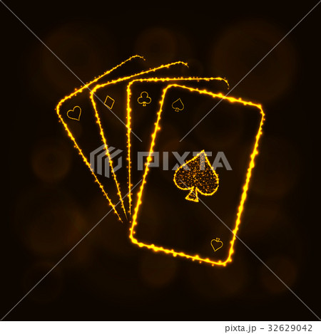 Game cards silhouette of lights. Casino symbol. 32629042