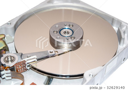 Closeup of inside of a hard disk drive HDD Closeup of inside of a hard disk drive HDD 32629140
