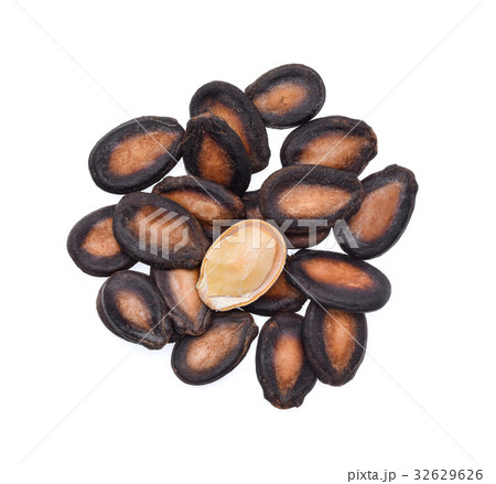 Top view of watermelon seeds on white background Top view of watermelon seeds on white background 32629626