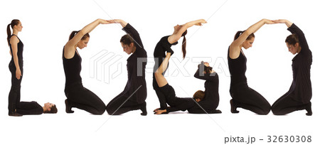 Black dressed people forming LOGO word Black dressed people forming LOGO word 32630308