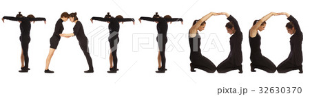 Black dressed people forming TATTOO word Black dressed people forming TATTOO word 32630370