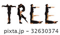 Black dressed people forming TREE word 32630374