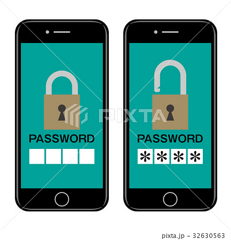 スマホ パスワード ロック セキュリティのイラスト素材