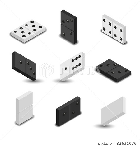 Items to play dominoes isometric, vector  32631076