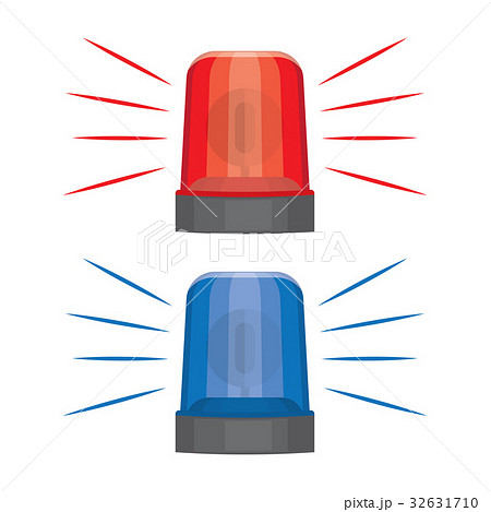Blue And Red Flashing Warning Lights And Sirens のイラスト素材