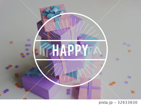 Happy Birthday Celebration Gift Surprise Word Graphic 32633630