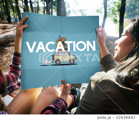 People with illustration of discovery journey road trip traveling 32636682