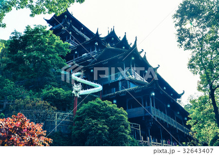 Chinese Temple in Zhangjiajie , China . Chinese Temple in Zhangjiajie , China . 32643407