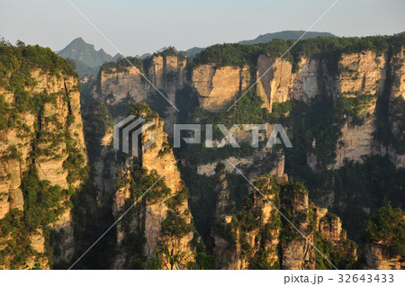 Quartz sandstone pillar in Zhangjiajie in China Quartz sandstone pillar in Zhangjiajie in China 32643433