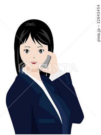 電話を掛ける女性のイラスト素材