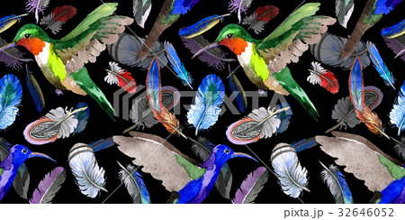 Watercolor bird feather pattern from wing. Watercolor bird feather pattern from wing. 32646052
