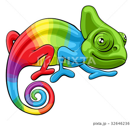 Chameleon Cartoon Rainbow Characterのイラスト素材