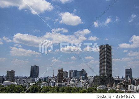 豊島区役所庁舎ビルと周辺の街並みと新緑 豊島区役所庁舎ビルと周辺の街並みと新緑 32646376