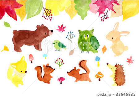 秋の動物イラストのイラスト素材 32646835 Pixta