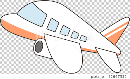 オレンジの柄が入った飛行機のイラスト素材