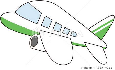緑の柄が入った飛行機のイラスト素材