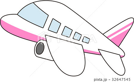 ピンクの柄が入った飛行機のイラスト素材