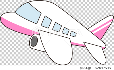 ピンクの柄が入った飛行機のイラスト素材
