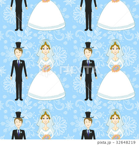 Bride and Groom Seamless Pattern 32648219