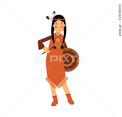 Native american indian girl in traditional costume 32649045