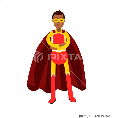 Young smiling masked man in a red superhero 32649108
