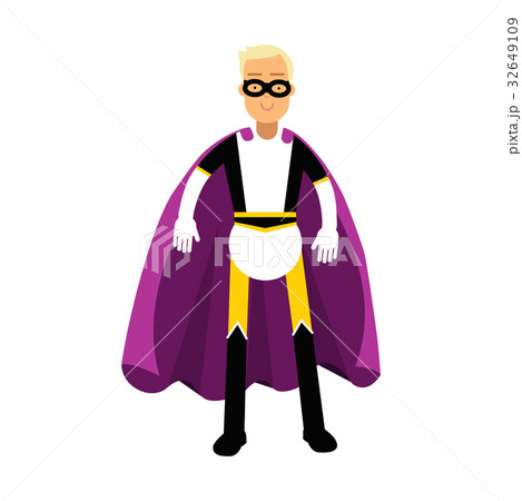 Young man in classic superhero costume and a Young man in classic superhero costume and a 32649109