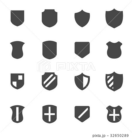 Vector black shield icons set 32650289