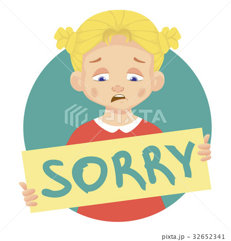 Sad girl holding sorry poster 32652341