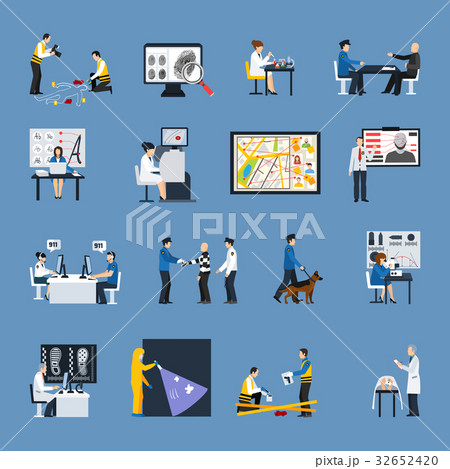 Crime Investigation Flat Icons Set 32652420
