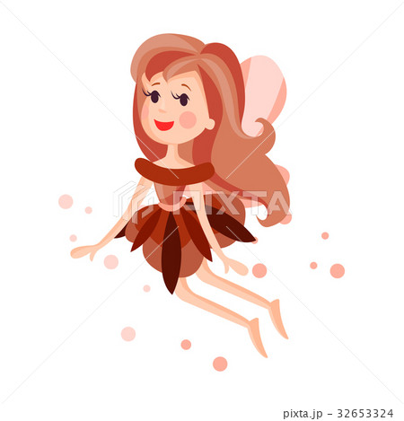 Beautiful fairy with wings, long hair and dress in 32653324