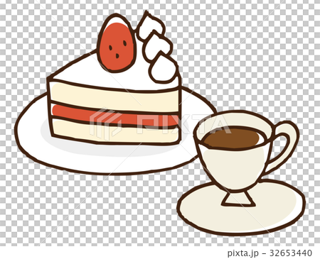 ショートケーキとコーヒーのイラスト素材