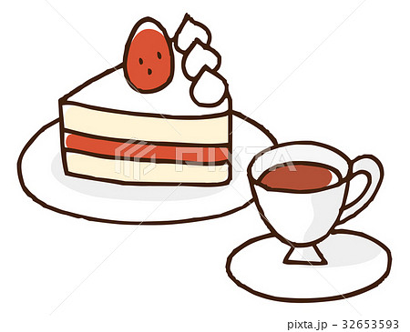 ショートケーキと紅茶のイラスト素材