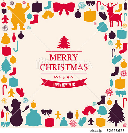 Christmas greeting card with merry christmas and 32653623