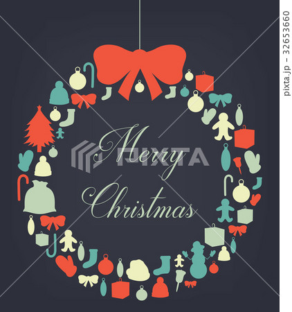 Christmas greeting card with merry christmas and 32653660