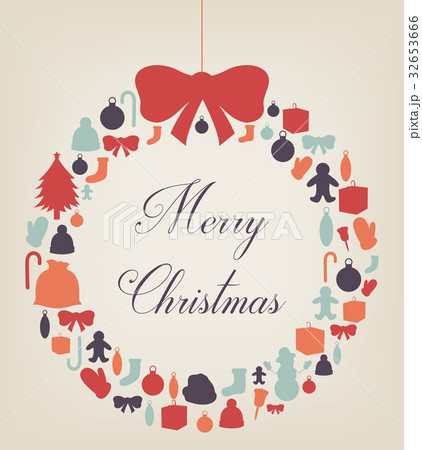 Christmas greeting card with merry christmas and 32653666