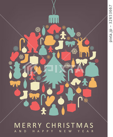 Christmas greeting card with merry christmas and 32653667