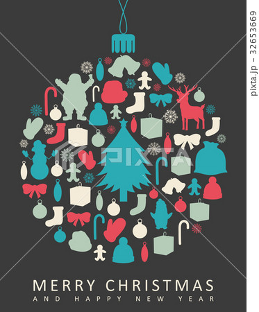 Christmas greeting card with merry christmas and 32653669